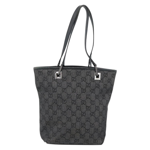 GUCCI GG Canvas Tote Bag Black Silver 31244 Auth ep14868