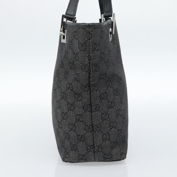 GUCCI GG Canvas Tote Bag Black Silver 31244 Auth ep14868