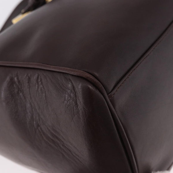 FENDI Shoulder Bag Leather Brown Gold Auth ep14874
