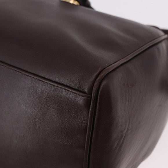 FENDI Shoulder Bag Leather Brown Gold Auth ep14874