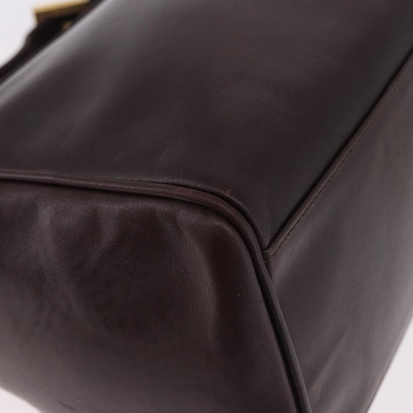 FENDI Shoulder Bag Leather Brown Gold Auth ep14874