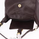 FENDI Shoulder Bag Leather Brown Gold Auth ep14874-10