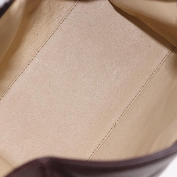 FENDI Shoulder Bag Leather Brown Gold Auth ep14874