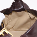 FENDI Shoulder Bag Leather Brown Gold Auth ep14874-20