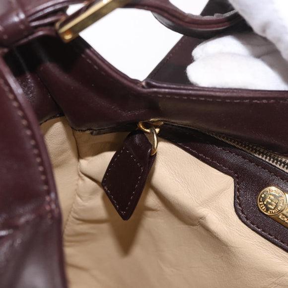 FENDI Shoulder Bag Leather Brown Gold Auth ep14874