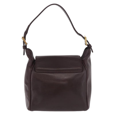 FENDI Shoulder Bag Leather Brown Gold Auth ep14874 - 0