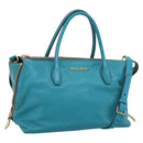 Miu Miu Hand Bag Leather 2way Blue Gold Auth ep14875A-1