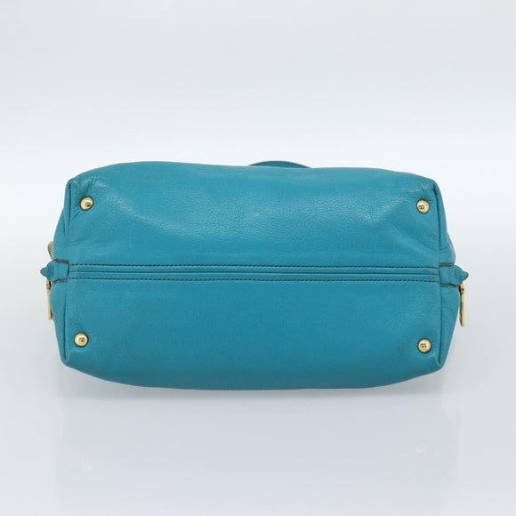 Miu Miu Hand Bag Leather 2way Blue Gold Auth ep14875A