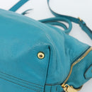Miu Miu Hand Bag Leather 2way Blue Gold Auth ep14875A-12