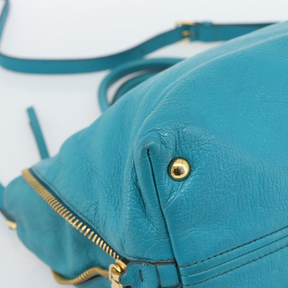 Miu Miu Hand Bag Leather 2way Blue Gold Auth ep14875A
