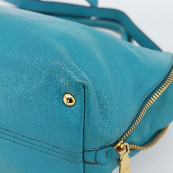 Miu Miu Hand Bag Leather 2way Blue Gold Auth ep14875A