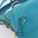 Miu Miu Hand Bag Leather 2way Blue Gold Auth ep14875A-15