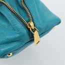 Miu Miu Hand Bag Leather 2way Blue Gold Auth ep14875A-16