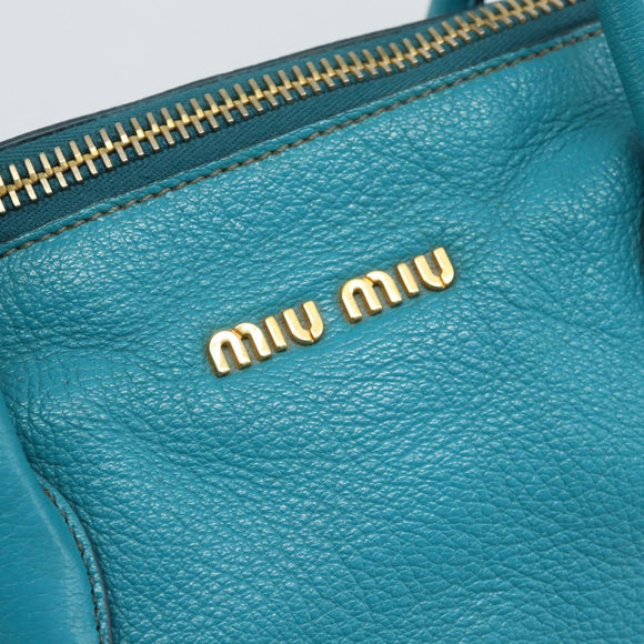Miu Miu Hand Bag Leather 2way Blue Gold Auth ep14875A