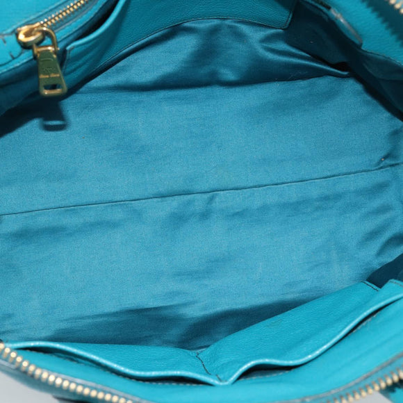 Miu Miu Hand Bag Leather 2way Blue Gold Auth ep14875A