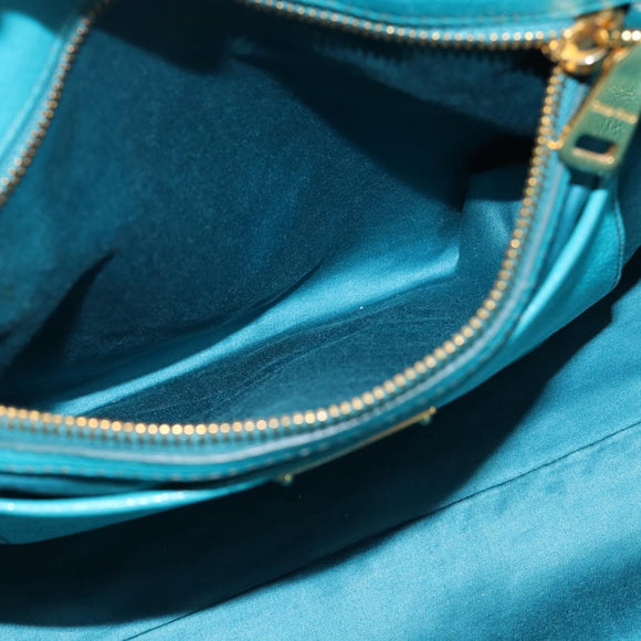 Miu Miu Hand Bag Leather 2way Blue Gold Auth ep14875A