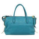 Miu Miu Hand Bag Leather 2way Blue Gold Auth ep14875A-3
