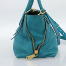 Miu Miu Hand Bag Leather 2way Blue Gold Auth ep14875A-4