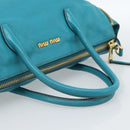 Miu Miu Hand Bag Leather 2way Blue Gold Auth ep14875A-7