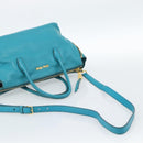Miu Miu Hand Bag Leather 2way Blue Gold Auth ep14875A-9