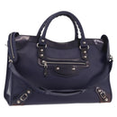 BALENCIAGA The Giant City Bag Leather Outlet 2way Navy 281770 Auth ep14879SAM-1