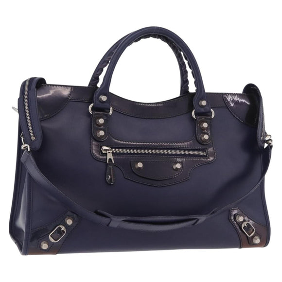 BALENCIAGA The Giant City Bag Leder Outlet 2way Navy 281770 Auth ep14879SAM