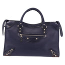 BALENCIAGA The Giant City Bag Leather Outlet 2way Navy 281770 Auth ep14879SAM-13