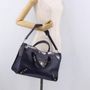 BALENCIAGA The Giant City Bag Leather Outlet 2way Navy 281770 Auth ep14879SAM-26