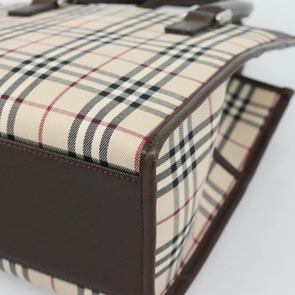 BURBERRY Nova Check Hand Bag Canvas Black Silver Auth ep14880