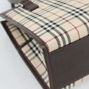 BURBERRY Nova Check Hand Bag Canvas Black Silver Auth ep14880-14