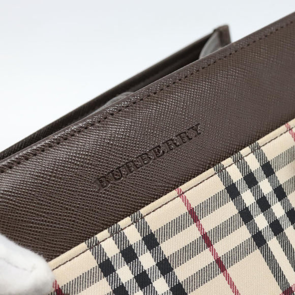 BURBERRY Nova Check Hand Bag Canvas Black Silver Auth ep14880