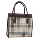 BURBERRY Nova Check Hand Bag Canvas Black Silver Auth ep14880-1
