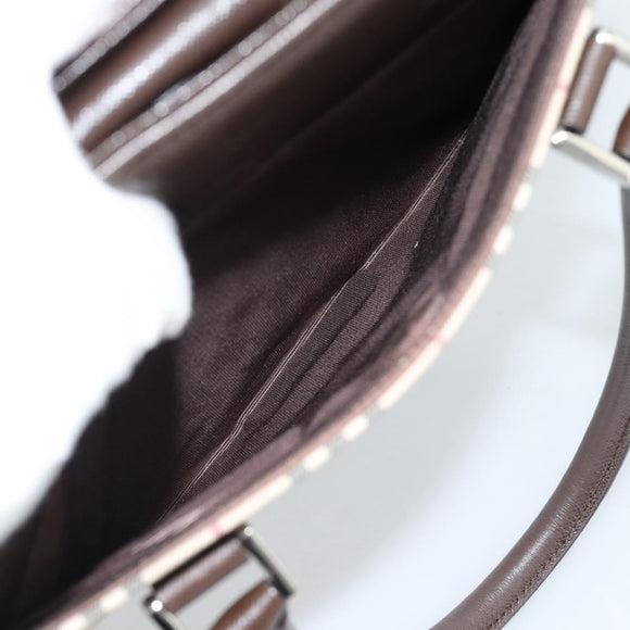 BURBERRY Nova Check Hand Bag Canvas Black Silver Auth ep14880