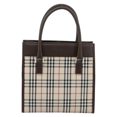 BURBERRY Nova Check Hand Bag Canvas Black Silver Auth ep14880 - 0