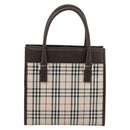 BURBERRY Nova Check Hand Bag Canvas Black Silver Auth ep14880-2