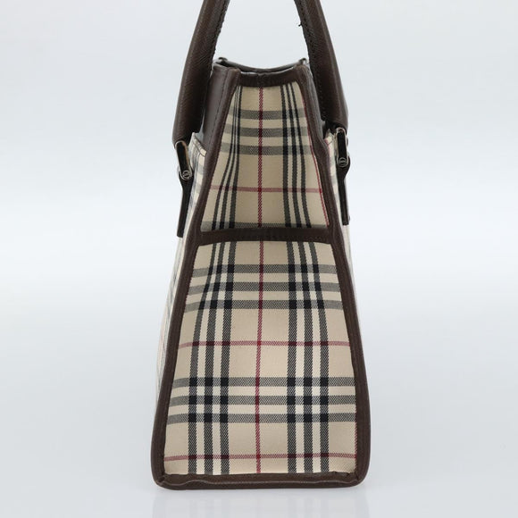 BURBERRY Nova Check Hand Bag Canvas Black Silver Auth ep14880