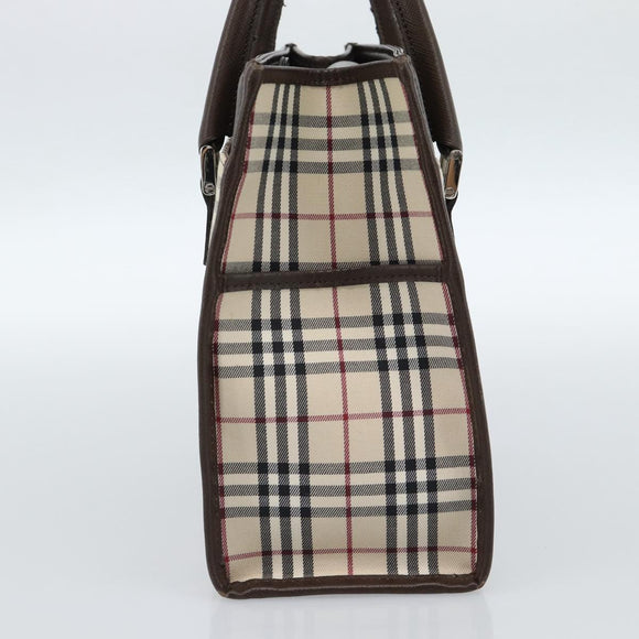 BURBERRY Nova Check Hand Bag Canvas Black Silver Auth ep14880