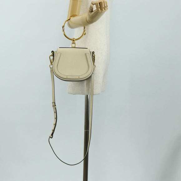 Chloe Nile Hand Bag Leather 2way Ivory Gold Auth ep14885V