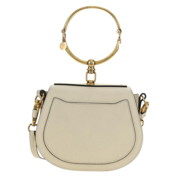 Chloe Nile Hand Bag Leather 2way Ivory Gold Auth ep14885V