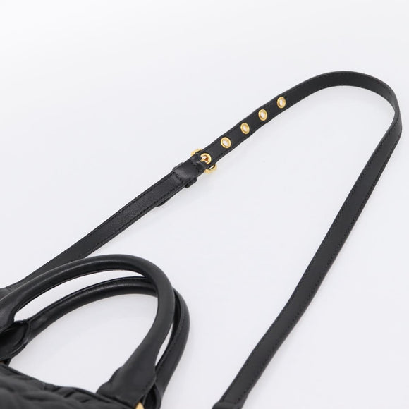 Miu Miu Matelasse Hand Bag Leather 2way Black Gold Auth ep14886