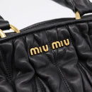 Miu Miu Matelasse Hand Bag Leather 2way Black Gold Auth ep14886-39