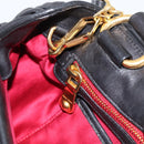 Miu Miu Matelasse Hand Bag Leather 2way Black Gold Auth ep14886-47