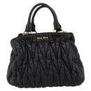 Miu Miu Matelasse Hand Bag Leather 2way Black Gold Auth ep14886-30