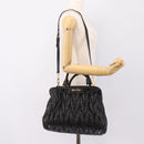 Miu Miu Matelasse Hand Bag Leather 2way Black Gold Auth ep14886-53