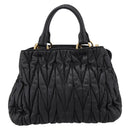Miu Miu Matelasse Hand Bag Leather 2way Black Gold Auth ep14886-31