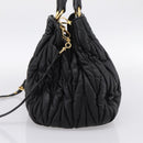 Miu Miu Matelasse Hand Bag Leather 2way Black Gold Auth ep14886-32