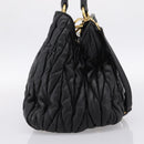 Miu Miu Matelasse Hand Bag Leather 2way Black Gold Auth ep14886-33