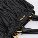 Miu Miu Matelasse Hand Bag Leather 2way Black Gold Auth ep14886-34