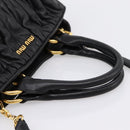 Miu Miu Matelasse Hand Bag Leather 2way Black Gold Auth ep14886-35
