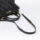 Miu Miu Matelasse Hand Bag Leather 2way Black Gold Auth ep14886-37